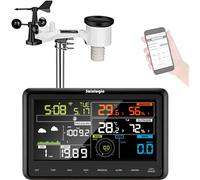 Sainlogic 7 in 1 Stazione Meteo WiFi con 7,33" Grande Display, Stazione Meteo con Sensore Esterno con APP, Anemometro, Pluviometro,Termometro, Igrometro, Wunderground, Previsioni del Tempo per Cortile