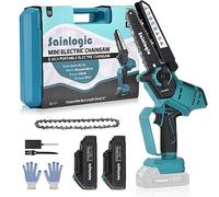 Sainlogic Mini Motosega a Batteria, 6 Pollici Seghetto a Batteria, Motosega Elettrica con Chiusura di Sicurezza, Tagliarami a Batteria 2×2000mAh, per Tagliare Legna, Potare Rami (Blu Nero)