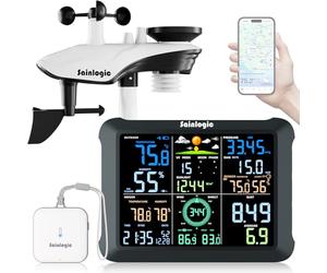 Sainlogic Smart Wetterstation WLAN, Drahtloser Innen-Außen-Sensor, Weatherseed® AI, Wetterstation mit Regenmesser, UV, Warnungen & 2-jähriger Datenexport(Nur 2.4GHz)