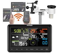 Sainlogic Stazione Meteo WiFi, 7 in 1 Stazione Meteo con Sensore Esterno con APP, 7,33" Display LCD, Pluviometro, Anemometro, Igrometro, Termometro, Wunderground, Previsioni del Tempo per Giardino