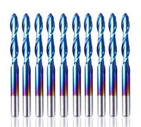 SainSmart Genmitsu 10 pezzi Nano blu guaina testa a sfera fresa CNC, fusto a spirale Upcut 2 flauto trasversale