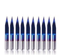SainSmart Genmitsu 10 pezzi Nano Blue Coat Punti per incisione, punta da 0,1 mm, codolo da 1/8 pollici, set di frese CNC coniche a V