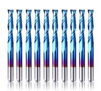 SainSmart Genmitsu 10Pcs Nano Blue Coat Fresa a punta piatta Fresa CNC Frese, 1/8 "Shank Spiral Upcut 2 Flauto End Mill Set (3,175 x 17 x 38 mm)
