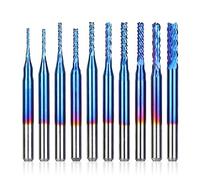 SainSmart Genmitsu Nano Blue Coat - Set di 10 frese CNC per legno PVC, alluminio, 0,8-3 mm, codolo 1/8"