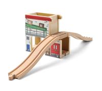 SainSmart Jr. Accessori per binari in legno, set ponte viadotto a due piani in legno, compatibile con Thomas, Brio, robusto legno duro per un gioco duraturo, regalo ideale per bambini dai 3 anni in su