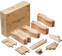 SainSmart Jr. Ferrovia in legno, 52 pezzi, estensione binario, compatibile con tutte le marche più comuni, set di treni giocattolo ferroviari per bambini a partire dai 3 anni in su