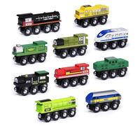 SainSmart Jr. Set di accessori per treno in legno, set magnetico per auto giocattolo (10 pezzi), compatibile con tutte le principali marche, regalo per bambini, ragazzi e ragazze dai 3 anni in su