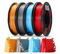 SainSmart Silk TPU Filament Bundle, filamento flessibile per stampante 3D in TPU 95A, 1,75 mm, superficie lucida in seta, confezione da 4 x 250 g, oro, argento scuro, blu, rosso