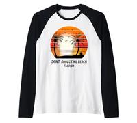 Saint Augustine Beach Florida Vintage Tramonto Retro Estate Maglia con Maniche Raglan