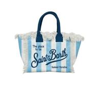 Saint Barth MC2 Borsa Colette In Canvas a Righe Celesti Dimensioni: 30 x 22 x 15 cm