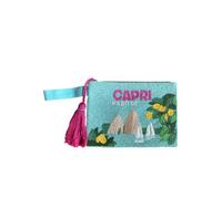 Saint Barth Pouch Pearl, pochette con perline Capri Habitué, verde menta, Verde menta