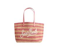 Saint Barth Raffia City Stripes, Shopper, borsa a tracolla, rosa naturale