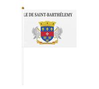 Saint Barthelemy - Bandiere piccole da tenere in mano, mini bandiere su bastone per feste, attività di squadra, parate, decorazione per le vacanze, confezione da 10