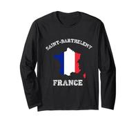 Saint-Barthelemy Francia Vintage Bandiera Francia Mappa Design Maglia a Manica