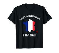 Saint-Barthelemy Francia Vintage Bandiera Francia Mappa Design Maglietta