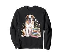Saint Bernard Dog Bookworm Flowers Book Reading Books Felpa