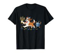 Saint Bernard Dog Dreidel Menorah Hanukkah Bambini Donna Uomo Maglietta