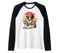 Saint Bernard Dog Occhiali da Sole Hawaii Spiaggia Estate Maglia con Maniche Raglan