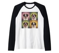 Saint Bernard Pet Face Portrait Photobooth con Occhiali da Sole Maglia con Maniche Raglan