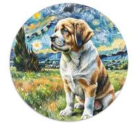 Saint Bernard Puzzle Rotondo 1000 Pezzi Rompicapo Per Adulti E Bambini Pet Dog Regali Natale Collezione Circolare Amore Amico Festa Aziendale 1000pcs (67.5x67.5cm)