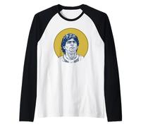 Saint Diego Maradona Legend D10S Dios - Pallone da Calcio Maglia con Maniche Raglan
