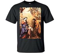 Saint Family Jesus Maria Catolic Church TT-Shirt Short-Sleeve Unisex Tee Men Round Neck Clothing Black S