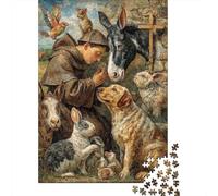 Saint Francis of Assisi with Animals Puzzle Impossible 1000 Pezzi Decorazione Per La Casa. Rilassamento E Intelligence Per Adulti E Bambini Da 12 Anni 38x26cm/1000pcs