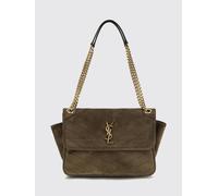 SAINT LAURENT Borsa a spalla Niki in pelle scamosciata trapuntata con logo YSL OS Muschio