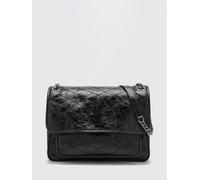 SAINT LAURENT Borsa a tracolla media Niki in pelle di vitello chevron OS Nero