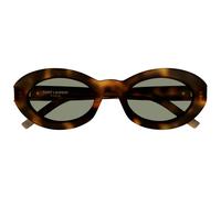 Saint Laurent SLM136 Oval Sunglasses - 52 mm Acetate Frame, Green or Black Lenses, YSL Logo Hinges