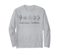Saint Lucia Shelling Lineart Seashells Beach Travel Maglia a Manica