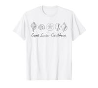 Saint Lucia Shelling Lineart Seashells Beach Travel Maglietta