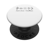 Saint Lucia Shelling Lineart Seashells Beach Travel PopSockets PopGrip Adesivo