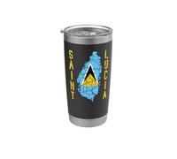 Saint Lucian Distressed Patriotic Uomini Donne Bambini St Lucia Bicchiere termico in acciaio inox doppia parete