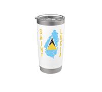 Saint Lucian Distressed Patriotic Uomini Donne Bambini St Lucia Bicchiere termico in acciaio inox doppia parete