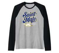 Saint-Malo Francia Regione Bretagna Script con Ermellino Maglia con Maniche Raglan