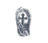 Saint Mang - Adesivi per tatuaggi temporanei a forma di croce, semipermanenti, antiriflesso, impermeabili, durano due settimane, tatuaggi realistici(1pcs)