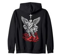 Saint Michael Archangel Defeating Satan Felpa con Cappuccio