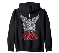 Saint Michael Archangel Defeating Satan Felpa con Cappuccio