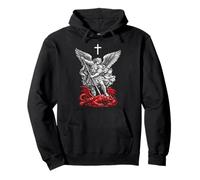 Saint Michael Archangel Defeating Satan Felpa con Cappuccio