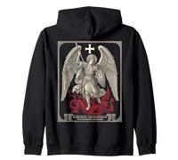 Saint Michael Archangel Defeating Satan Felpa con Cappuccio