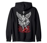 Saint Michael Archangel Defeating Satan Felpa con Cappuccio