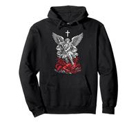 Saint Michael Archangel Defeating Satan Felpa con Cappuccio