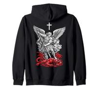 Saint Michael Archangel Defeating Satan Felpa con Cappuccio