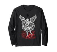 Saint Michael Archangel Defeating Satan Maglia a Manica