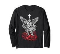 Saint Michael Archangel Defeating Satan Maglia a Manica