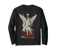 Saint Michael Archangel Defeating Satan Maglia a Manica
