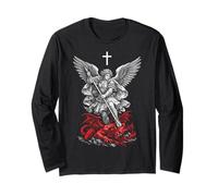 Saint Michael Archangel Defeating Satan Maglia a Manica