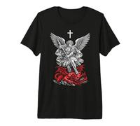 Saint Michael Archangel Defeating Satan Maglietta Premium