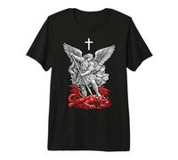 Saint Michael Archangel Defeating Satan Maglietta Premium